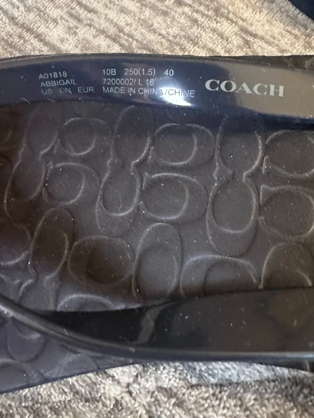 Coach Abbigail Black/Navy Monogram Flip-Flop Sandals Size 10 EUC